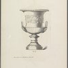 Design of urn with frieze of vegetal shapes, two handles with design of man's head