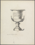 Urn with frieze of vegetal shapes and two handles supported by male head