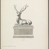 Stag in lying position on pedestal