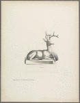 Design of stag in lying position on low base, one hoof forward