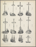 Nine designs for umbrella stands; three designs for andirons