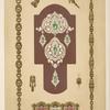 Eight designs for jewelry, including pins with diamonds and green stones