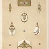 [Ten designs for jewelry, including gold bracelet with word ANONA in jewels.]
