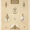 Ten designs for jewelry, including gold bracelet with word ANONA in jewels