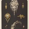 [Eight designs for jewelry, including large pin with pearls and flowers.]