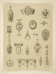 II Jahrgang (Liefr. I) 3. [Seventeen designs for jewelry, including brooch with question mark.]