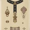 II Jahrgang (Liefr. III) Bl. 8. [Eight designs for jewelry, including black choker with gold pendant.]