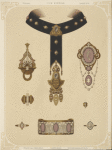 II Jahrgang (Liefr. III) Bl. 8. [Eight designs for jewelry, including black choker with gold pendant.]