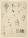 II Jahrgang (Liefr. III) Bl. 9. [Nine designs for jewelry, including necklace with pendant in shape of lock.]
