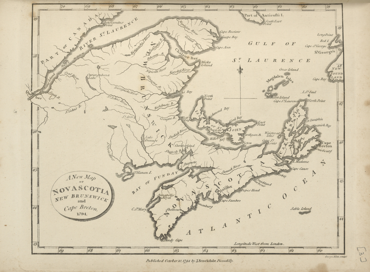 A new map of Nova Scotia, New Brunswick and Cape Breton, 1794. NYPL Digital Collections
