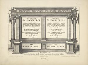 Verscheyden schrynwerck als portalen, kleerkassen, buffetten, ledikanten, tafels, kisten, stoelen, bancken, schabellen, hantdoex-rollen, glasborden en veel andre soorten van wercken.