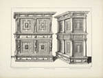 Design for buffet with four panels containing cameos