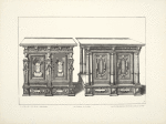 Two designs for tables with large bases, one with busts of women as capitals