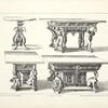 Four designs for tables with gryphons, children, lions and sphinxes as supports