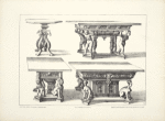 Four designs for tables with gryphons, children, lions and sphinxes as supports