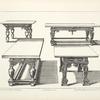 Four designs for tables with urn shapes or carved designs on legs