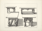 Four designs for tables with urn shapes or carved designs on legs