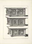 Three designs for trunks with carving and panels
