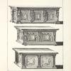 Three designs for trunks, each with blank panels