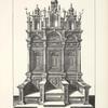 Design for elaborate three-seat throne with arches above each seat
