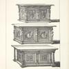 Three designs for trunks with carved panels
