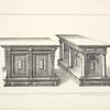 Two designs for tables with large bases with pilasters and columns