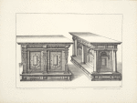 Two designs for tables with large bases with pilasters and columns