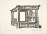 Design for elaborate four-poster bed with multiple columns at each corner