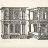 Two designs for buffets, one with double arch, one with two caryatid columns on upper level