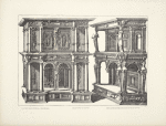 Two designs for buffets, one with double arch, one with two caryatid columns on upper level
