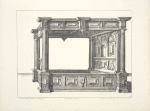 Design for four-poster bed with niche and two tympani with sun designs