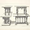 Four designs for tables, two with urn shapes for legs, one with small colonnade for supports