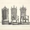 Three designs for chairs with finials on top of back