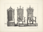 Three designs for chairs with finials on top of back