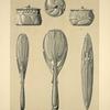 1 et 2. Boîtes à poudre et couvercle. 3. Brosse à poudre. 4. Brosse à tête. 5. Brosse à chapeaux.