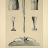 1 et 2. Petits vases. 3 et 4. Cachets. 5. Coupe-papier. 6. Encrier.