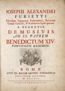 Josephi Alexandri Furietti ... De musivis, ad Ss. patrem Benedictum XIV ...