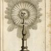 Fountain with vertical central sun-shaped spout