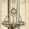 Fountain with multiple spouts, central circular shape, and decorated basin encircling the fountain column