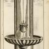 Fountain with multiple spouts and basin decorated with design encircling the fountain column.