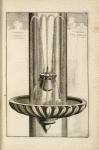 Fountain with multiple spouts and basin decorated with design encircling the fountain column