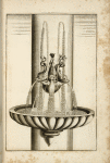 Fountain with central figures of three dolphins, multiple spouts, and basin encircling the fountain column