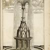Fountain with one large central spout; base includes pilasters and circular shapes