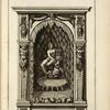 Grotto containing figures of nude woman, cherub, and two dolphins, seated about basin of water