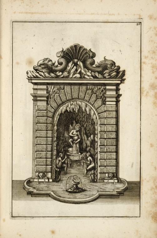 Grotto Containing Figures Of Nude Women Washing Clothes Three Spouts In Shapes Of Lion Heads