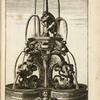 Bi-level fountain with figure of man holding central column