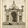 Fountain with three arches and sculpture of cherubs blowing horns
