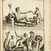 Two fountain sculptures; one of sea god with nude woman and child, one of sea god with two nude women riding a quinotaur