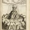 Fountain with central sculpture of cherub sitting on rock with several small water animals.