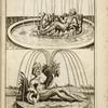 Two fountain sculptures; one of sea god with vessel, one of sea goddess with vessel and cornucopia